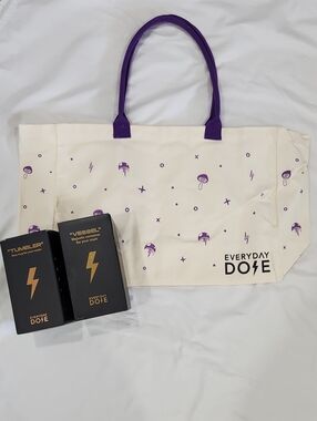 Brand New Everyday Dose Bucket- Includes Tote Bag, Tumbler, & Vessel/Jar